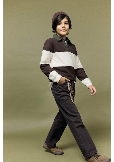 Defacto Erkek Çocuk Wide Leg Düz Paça Jean Pantolon G2929a825aubn340 Kahve