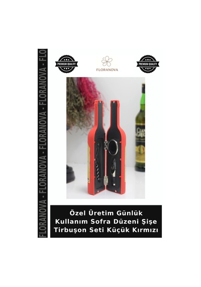 Özel Üretim Günlük Kullanım Sofra Düzeni Şişe Tirbuşon Seti Küçük Kırmızı Çok Renkli