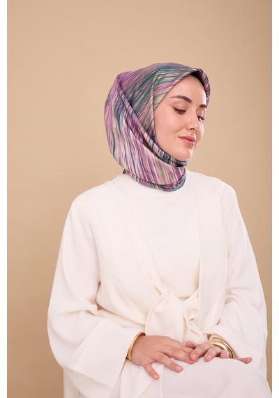 Silk Home Twill İpek Eşarp 11484-13 Camgöbeği, Mor, Pudra, Taş, Yeşil