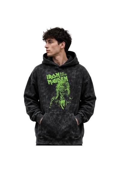 Sevbano Iron Maiden Rock Metal Müzik Grubu Baskılı Unisex Oversize Premiu Siyah