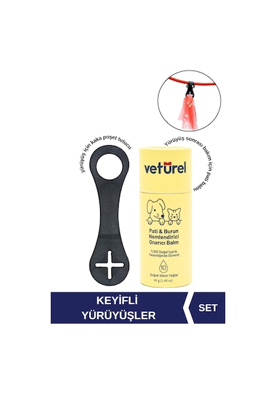 Veturel Köpek Kaka Poşeti Tutucu Silikon Aksesuar + Doğal Köpek Pati Burun Nemlendirici Balm Stick 40 G