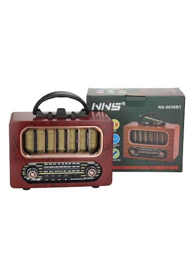 Orta Boy Retro Ahşap Tasarım Bluetooth Hoparlörlü Radyo Fm/am Destekli, Şarjlı Ve Taşınabiliri Radyo Ns-6636 38894572