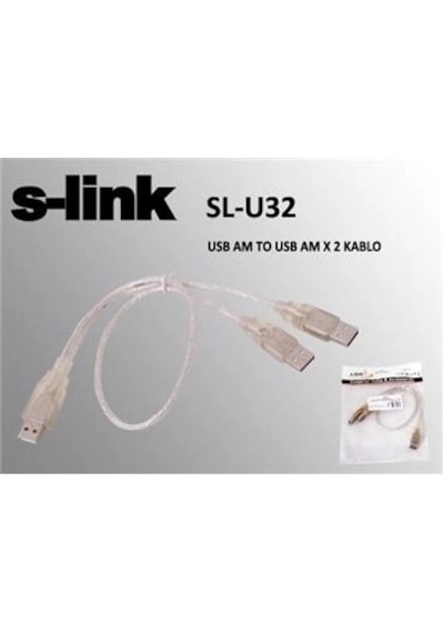 S-link Sl-u32 Usb 2.0 Usb Erkek To 2x Usb Erkek 0.60cm Kablo