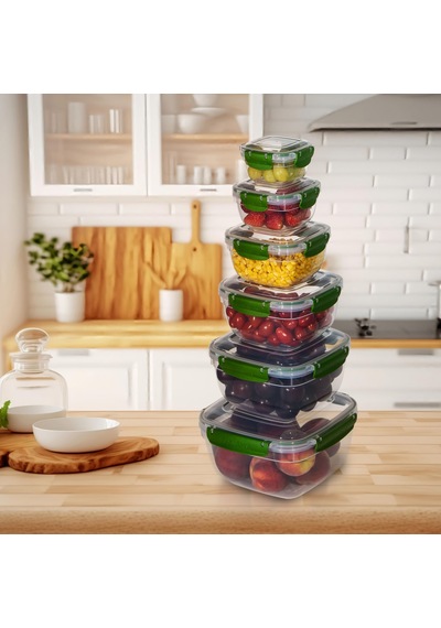 6'lı Set Master Kare Saklama Kabı 275 Ml - 500 Ml - 900 Ml - 1500 Ml - 2400 Ml - 3750 Ml 001