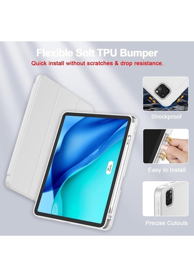 Apple Uyumlu iPad, Pro 12.9 5. Nesil 2021 Kılıf Kalem Bölmeli Smart Case