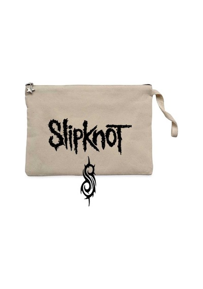 Slipknot Logo Text Krem Clutch Astarlı Cüzdan / El Çantası