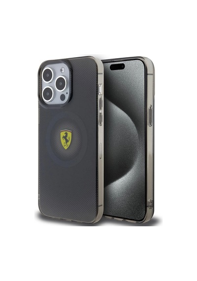 Apple Uyumlu iPhone 15 Pro Max Kılıf Ferrari Lisanslı M-safe Şarj Özellikli Parçalanan Noktalar Des