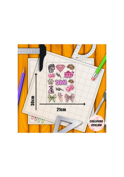 Diva Sticker Set 30x21 Sticker Apple Uyumlu Macbook Notebook Tablet Telefon Ajanda Laptop Defter Sticker Seti