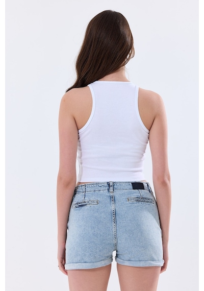 5'li Kadın Pamuklu Likralı Ribana Fitilli Crop Atlet Tişört 27120 Bej 5'li Kadın Pamuklu Likralı Ribana Fitilli Crop Atlet Tişört 27120 Bej