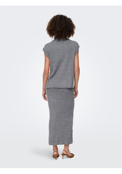 Only Onljeanett Lıfe Sl Rıb Hıghneck Cc Knt Kadın Gray Kazak - 15350359 Gri