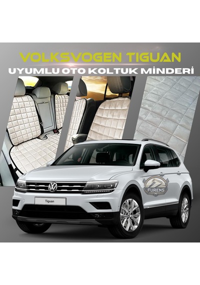 Volksvogen Tiguan Bej Tay Tüyü Cepli & Terletmez Sırtlı Oto Koltuk Minder Seti - Koruma Kılıfı  Ön & Arka Set