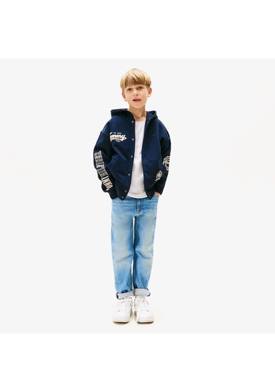 Tommy Hilfiger Varsity Graphic Snap Button Çocuk Lacivert Sweatshirt Kb0kb09752 Mavi