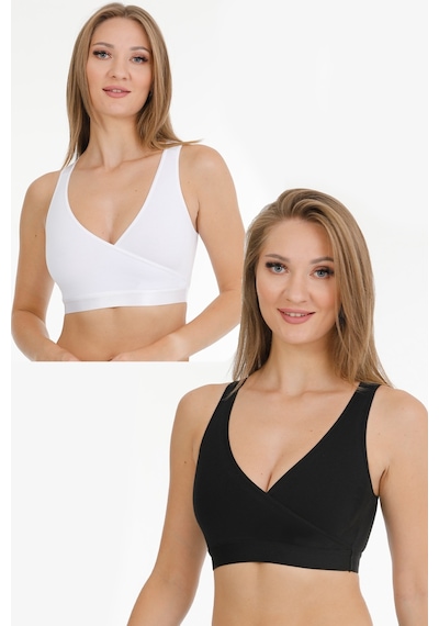 Parlingerie Emzirme Sporcu Büstiyeri 2li Set Siyah-beyaz