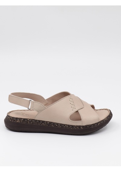 Nesilshoes Nesil Shoes Mns 153 Bej Hakiki Soft Deri Kadın Sandalet