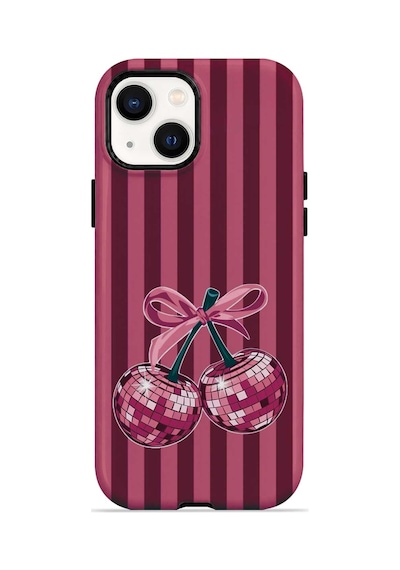Velvoria Valestra Disco Cherry Stripe Apple iPhone Uyumlu 15 Darbe Korumalı Kılıf Valestra Select - Disco Cherry Stripe