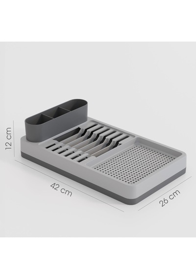 Deconox Aqua Gri Tezgah Üstü Bulaşıklık - Modern Mutfak Organizer