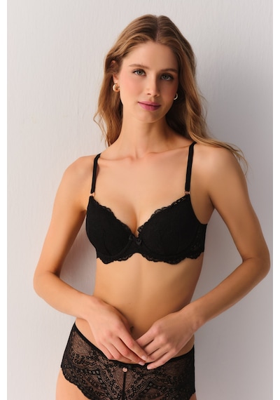 Suwen Lace Deluxe Dantelli Balkonet Sütyen Sw4058012 Siyah