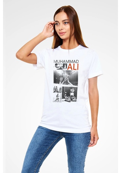 Adrift Muhammed Ali Beyaz Unisex Tişört T-shirt Beyaz