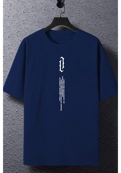 Unisex Aleman Rapero Baskılı T-shirt Lacivert