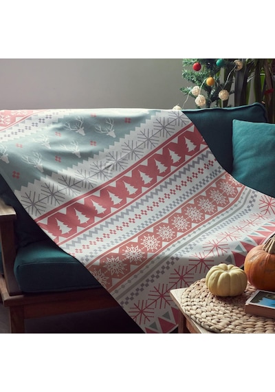Yılbaşı Tasarımlı Dekoratif Tv Battaniyesi - Tek Kişilik Battaniye 95 X 145 Cm Çok Renkli