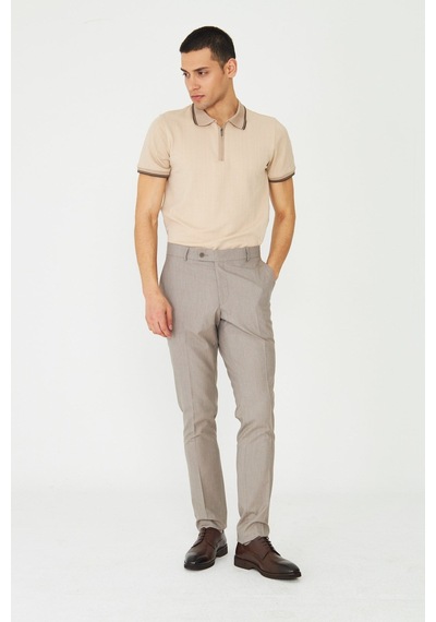 Bej Erkek Kumaş Pantolon Modern Kesim Klasik Pantolon Bej