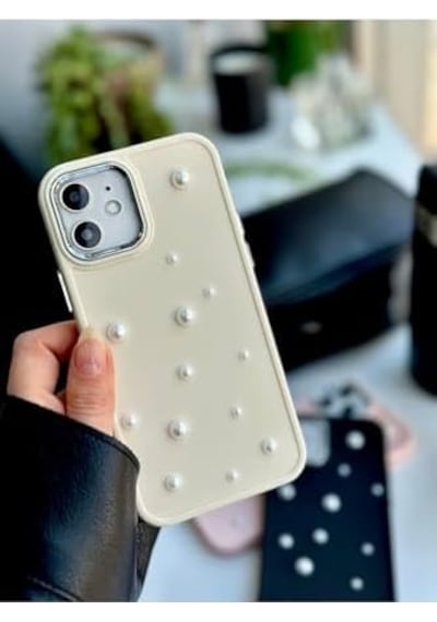 Iphone 12 Ve 12 Pro Uyumlu Pearl Tasarım Oyuncaklı Esnek Silikon Kılıf - Krempearl