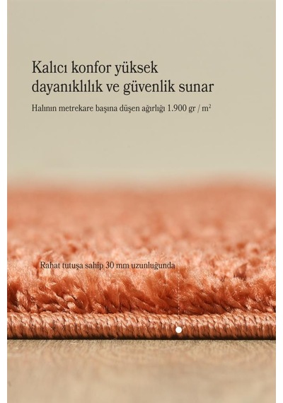 Tek Renk Kremit Rengi Yumuşak Post Peluş Shaggy Halı Salon Oturma Odası Yolluk Mutfak Halısı Terra