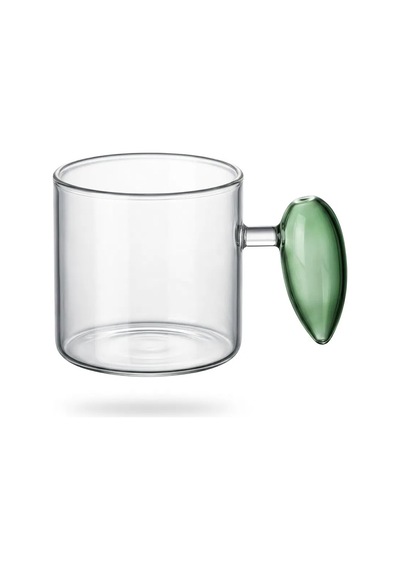 2'li Damla Kulplu Cam Bardak Renkli Cam Kulplu Modern Kahve Ve Çay Bardağı Mavi-yeşil Mt-112