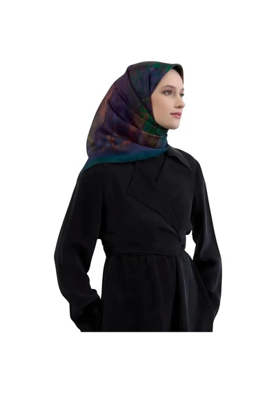 Armine Nostalji Serisi Sura İpek Eşarp 9420ds 03-yeşil-çok Renkli