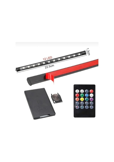 Araç İçi Kumandalı Ayak Altı Rgb Led Ambiyans Işığı 12 Led Uzun Arac-ic-kumandali
