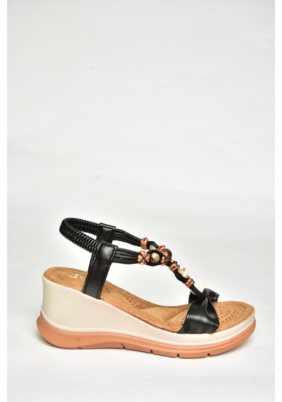 Fox Shoes U258924409 Siyah Dolgu Tabanlı Kadın Sandalet Siyah