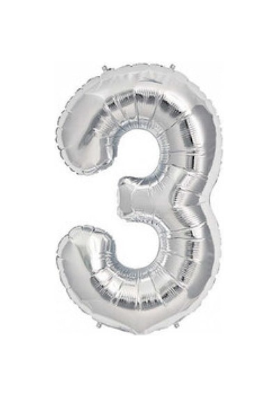 Folyo Balon Rakam 3 Gümüş 16 Inc40cm Pk:1