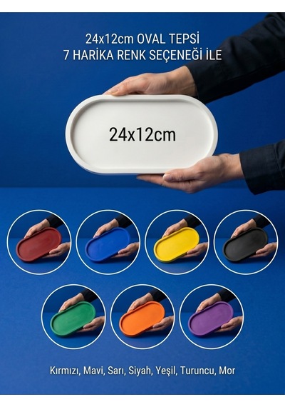 Premium - 24x12cm - Karbon Siyah - Dekoratif Tepsi - Tabak - Beton Sunumluk - Lüks Tasarım Özenli İşçilik