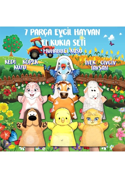 7 Parça Tox Evcil Hayvanlar El Kukla Set Eğitici Oyuncak