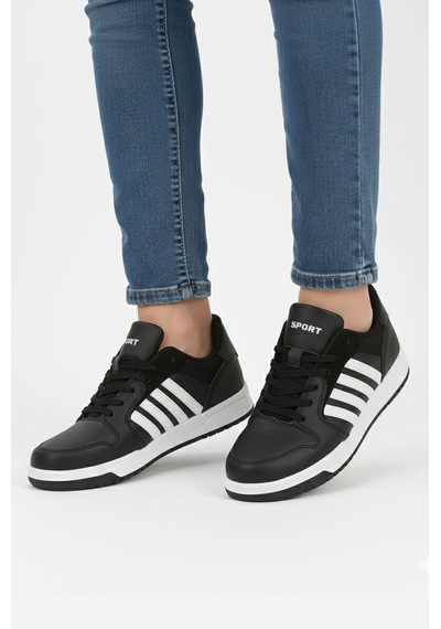 Letao Unisex Günlük Spor Ayakkabı Koşu Yürüyüş Sneaker Siyah Beyaz