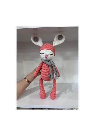 El Yapımı Amigurumi Uyuyan Tavşan - Atkılı Örgü Oyuncak Mercan