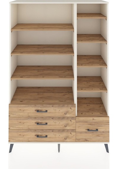 Hyperion Dolap 9 Raflı 4 Çekmeceli 132x44x195 Aytaşı-çam/çam Aytaşı
