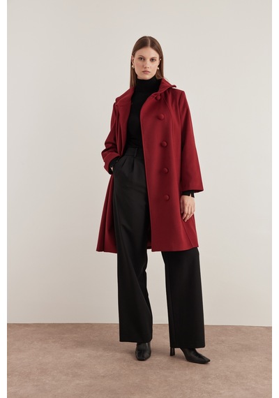 Aker 24aw08578112 Büyük Beden Kaban 24aw08578112 018 Bordo Bordo