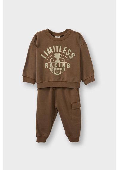 Defacto Erkek Bebek 2li Takım Baskılı Sweatshirt Eşofman Altı G5132a525wnbn589 Kahve-bn589