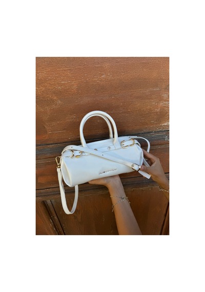 Just Polo Kadın Gold Detaylı Silindir Tasarım El Ve Omuz Çantası Shoulder Bag Ebat : 27 X 13 Cm Beyaz
