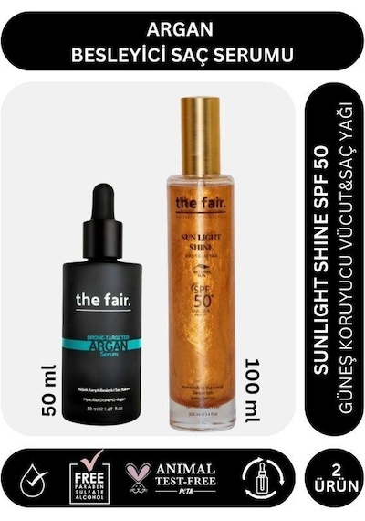 The Fair. Argan Besleyici Saç Serumu 50 ML + Sunlight Shine Güneş Koruyucu Saç Yağı SPF50 100 ML