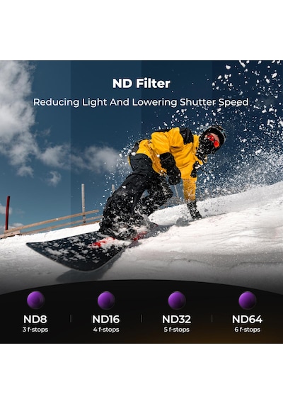 K&f Concept Djı Osmo Action 6 Uyumlu 4 Lü Nd Filtre Seti / Nd8 Nd16 Nd32 Nd64