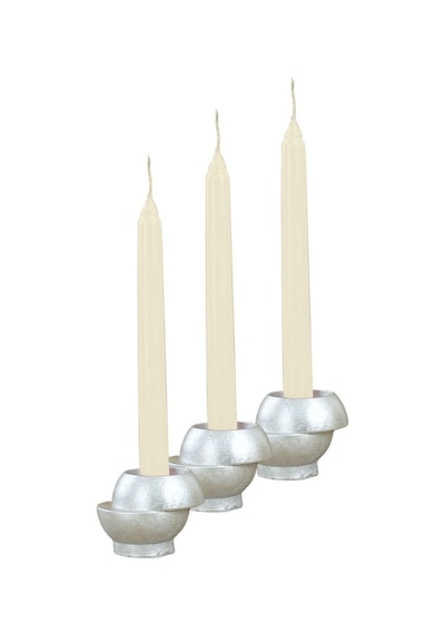 Mumluk Şamdan 3 Adet Tealight Ve İnce Mum Uyumlu Kesik Model - Gümüş