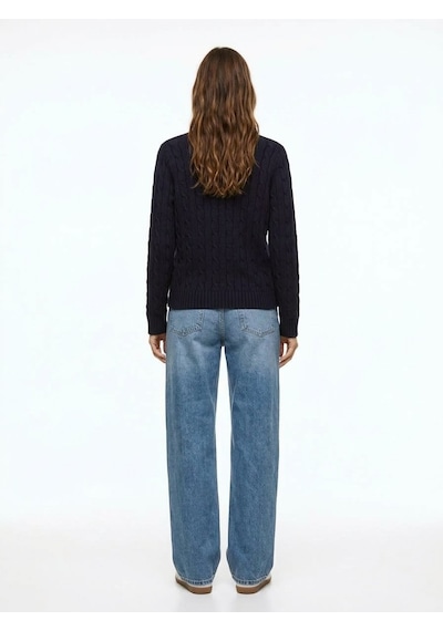LTB Slim Fit V Yaka Triko Lacivert Kazak
