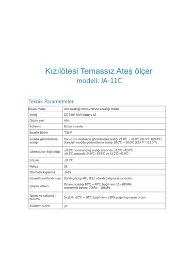 Ayrex Ja-11c Temassız Ateş Ölçer