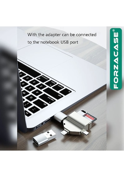 Lightning Type-c Micro Usb / Usb Kart Okuyucu Adaptör Fc459 Siyah