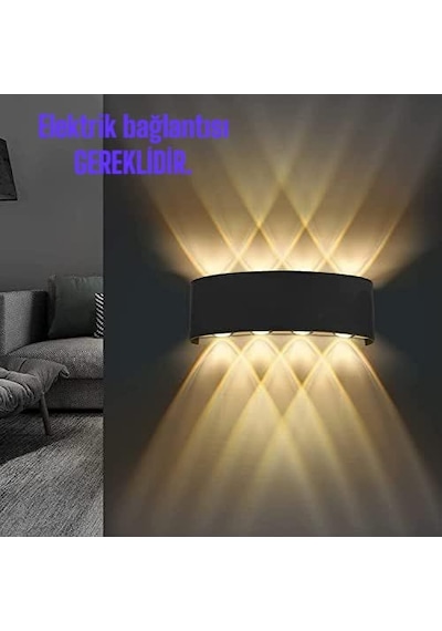 15 Watt, Amber Işık Ledli, Çok Kaliteli İç Ve Dış Mekan Aydınlatma Armatürü, Led Bahçe Duvar Apliği Amber