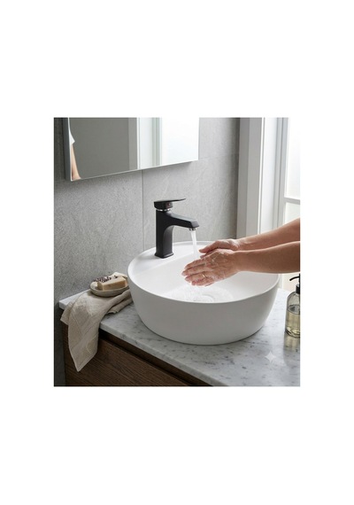 Rena Design Lavabo Bataryasi Mat Siyah Lüks Ağir Gövde Prinç Banyo Su Tasarruflu Aç Kapa 2 Yil Garantili Kare Sicak Soğuk
