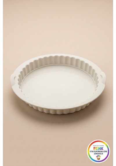 Tırtıklı Kenarlı Silikon Turta Kalıbı Xl Kulplu Esnek Kolay Çıkan Tart Ve Kiş İçin 26 Cm Çok  Renkli