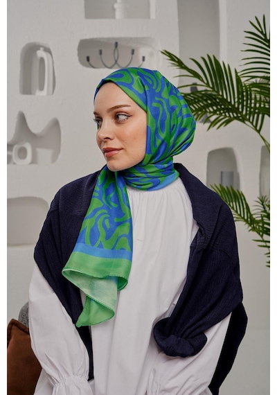 Afvente Soyut Desen Yeşil Soft Pamuk Şal